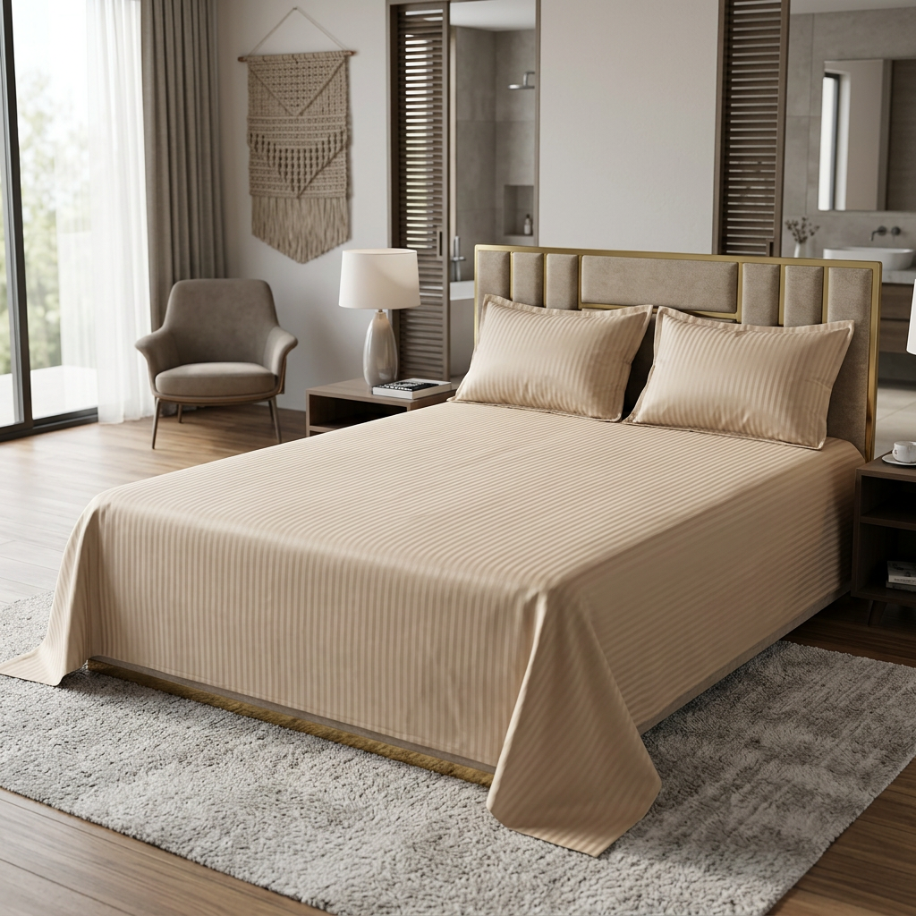 parure 2 place satin seven star / beige fonce