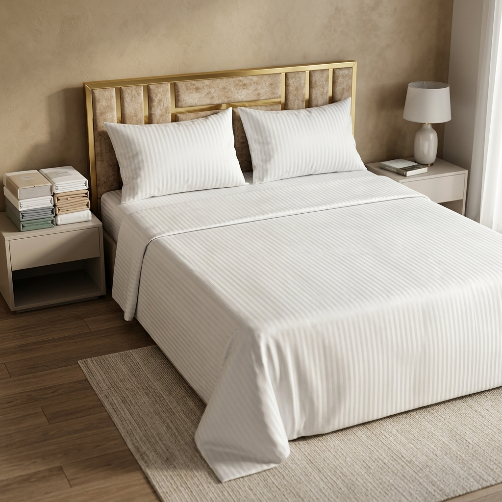 parure 2 place satin seven star / blanc cassé