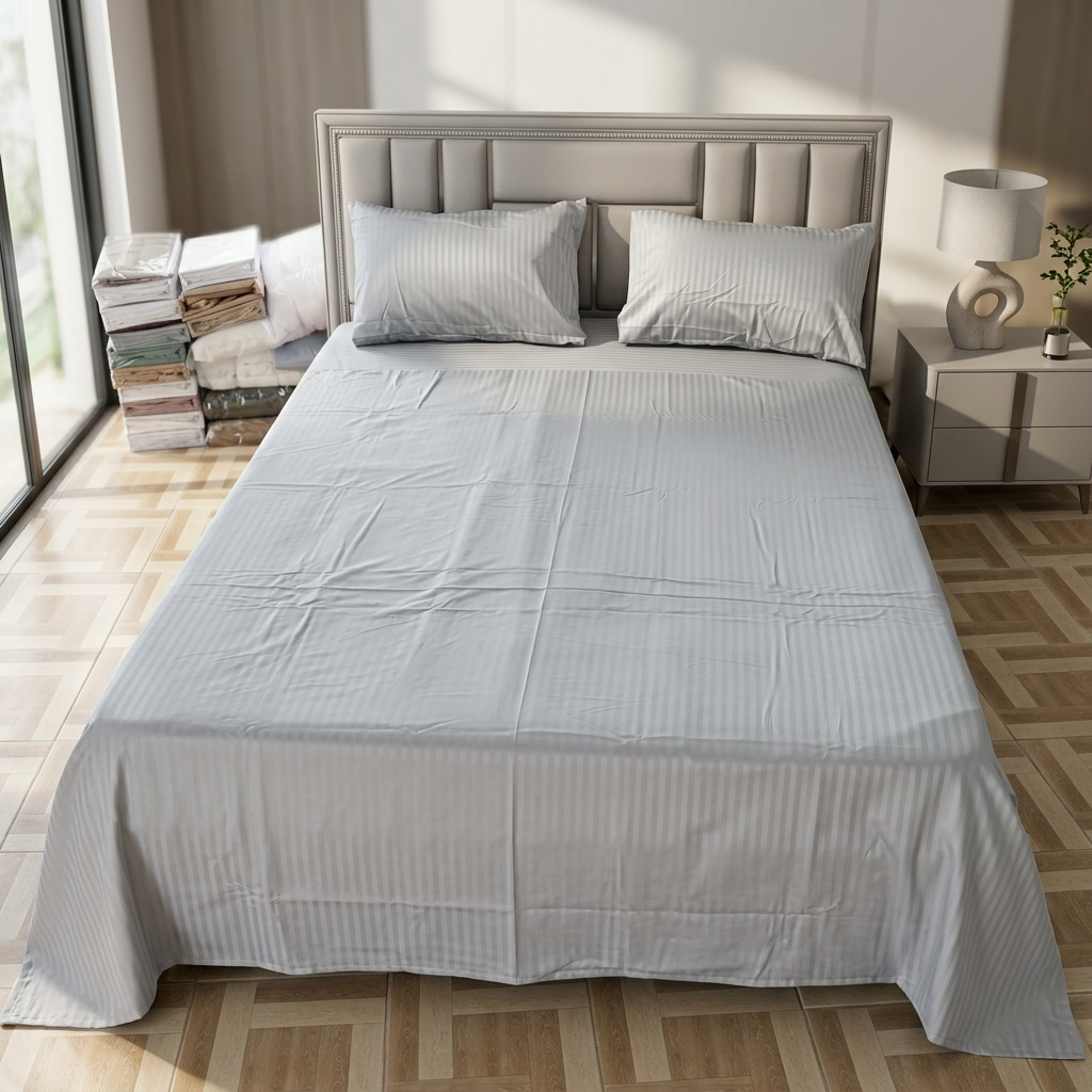 parure 2 place satin seven star /gris clair