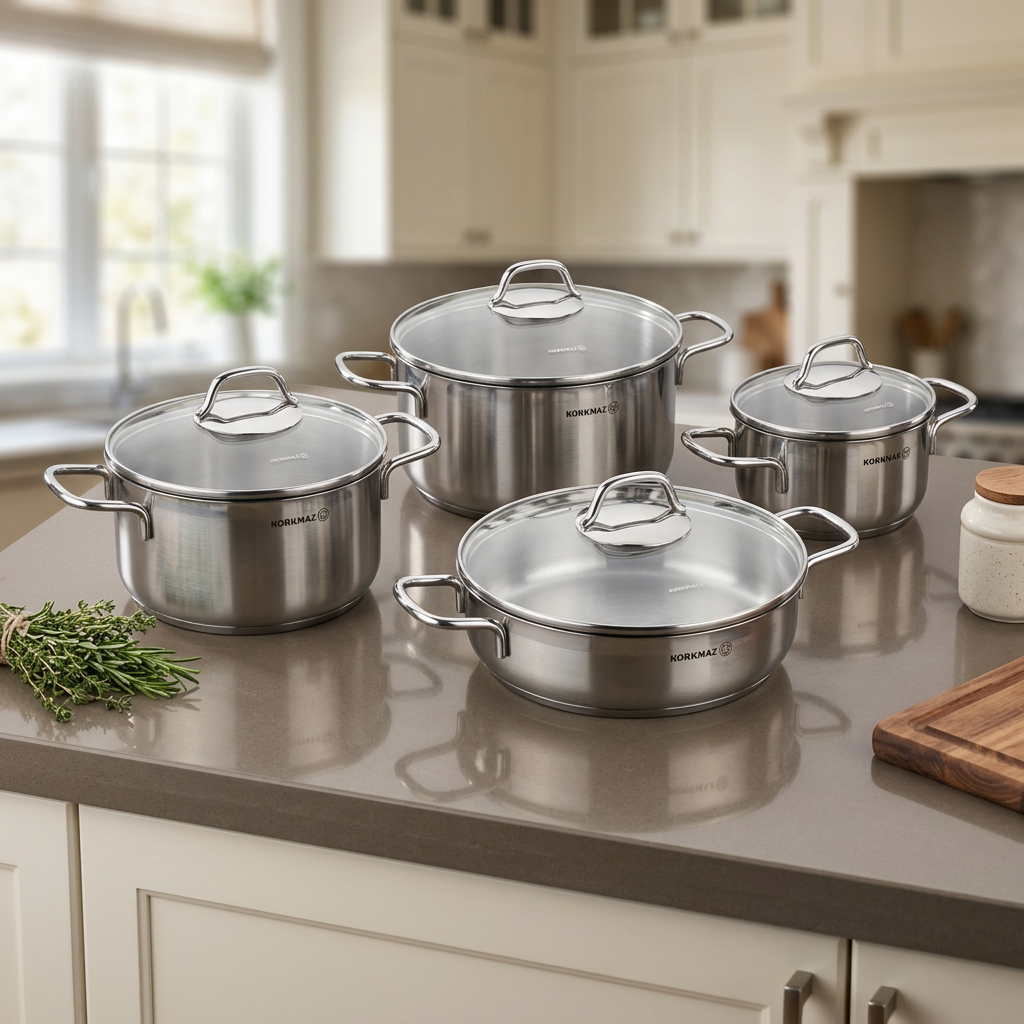 SET COOKWARE 8 PIÈCES KORKAMZ PERLA  INOX