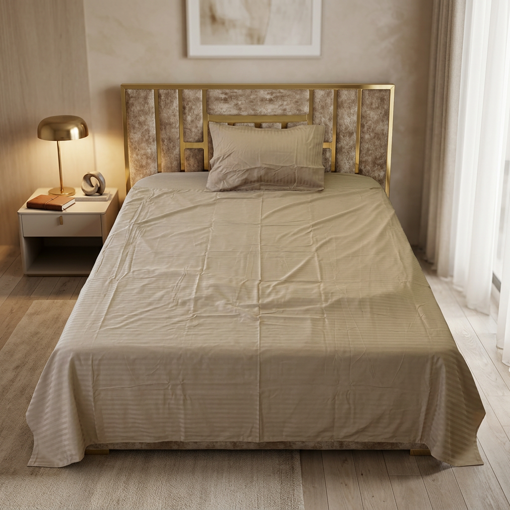 Parure 1 Place et Demi Coton - Beige foncé - seven star
