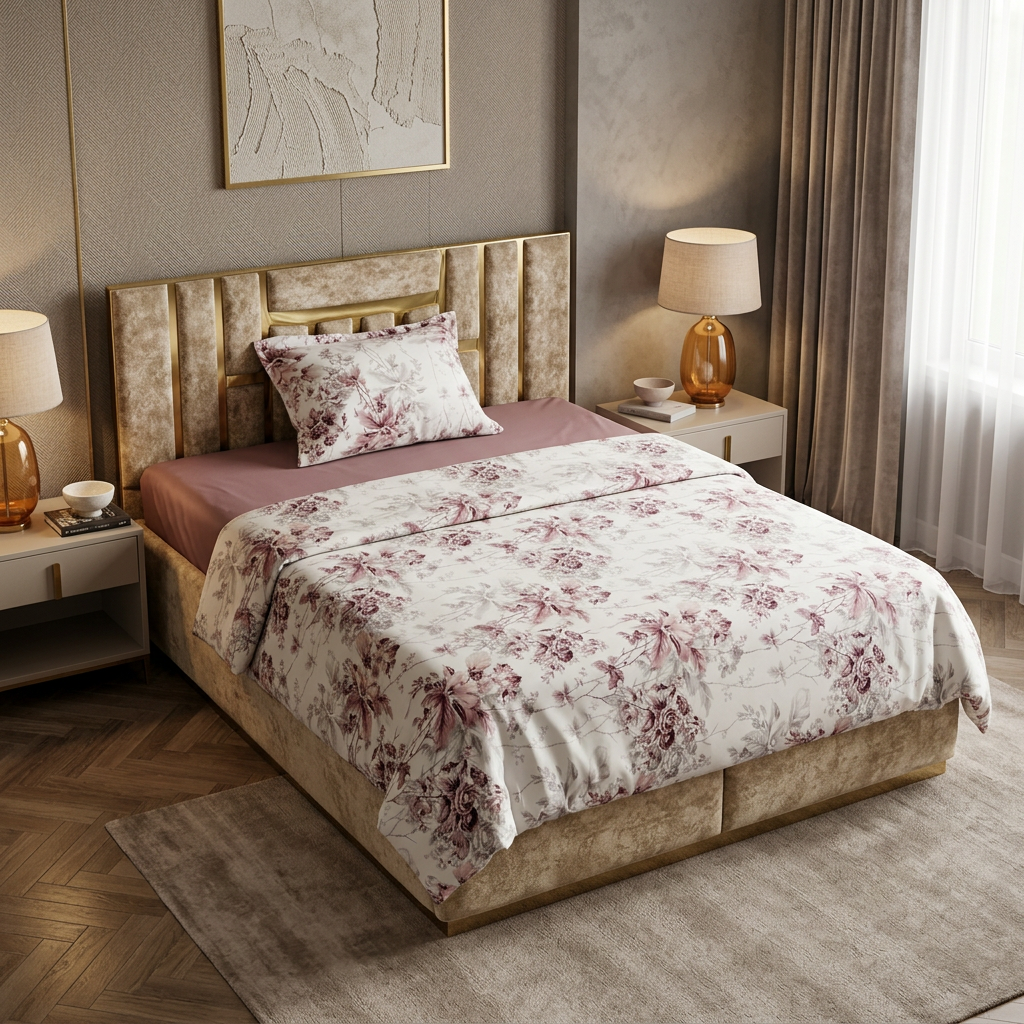 Parure 1 Place et Demi – Motif Fleuri | Drap, Drap Housse ; Taie d’Oreiller[ p10