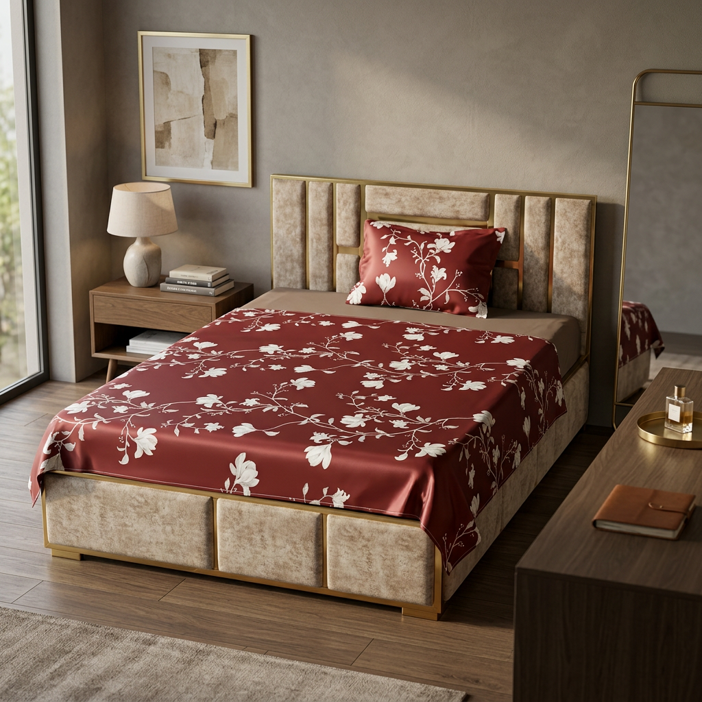 Parure 1 Place et Demi – Motif Fleuri | Drap, Drap Housse Taie d’Oreiller - P4