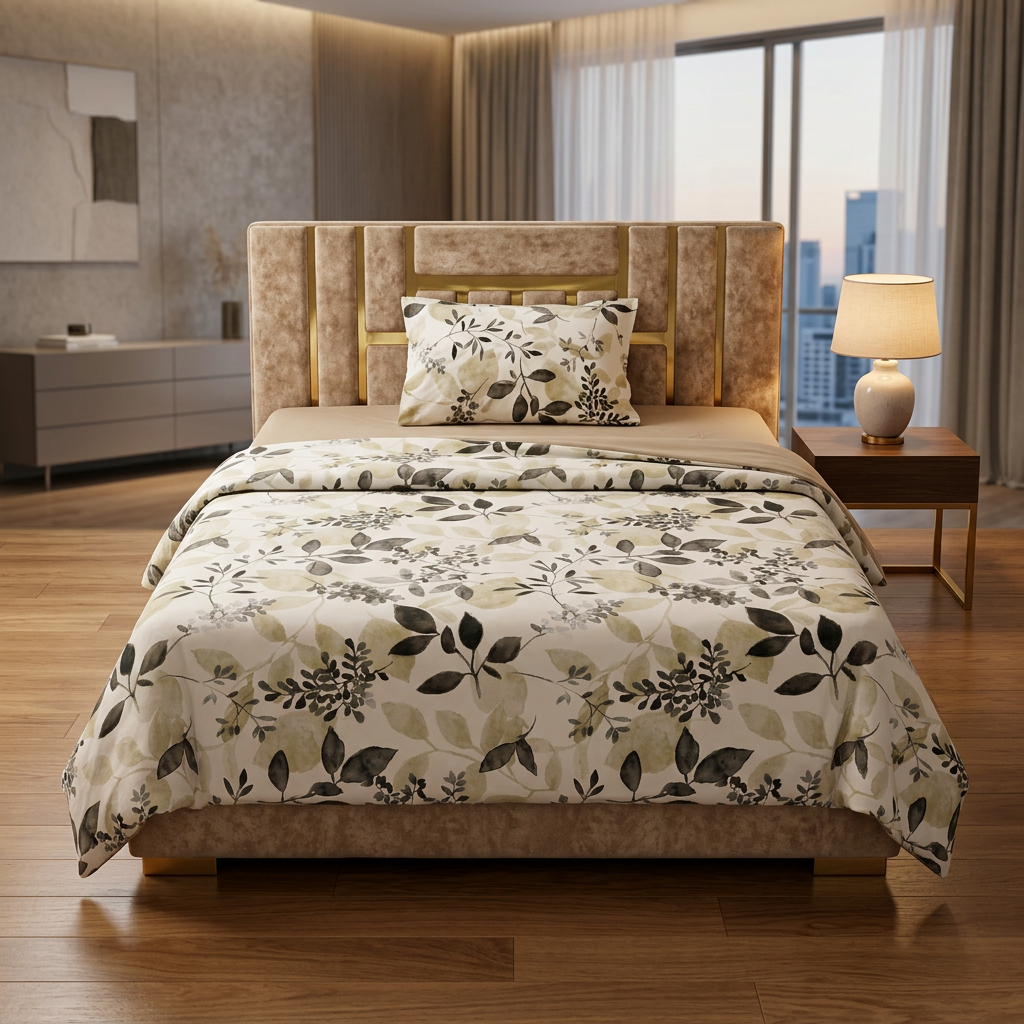 Parure 1 Place et Demi – Motif Fleuri | Drap, Drap Housse ; Taie d’Oreiller [p2