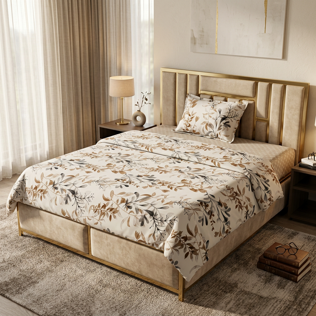 Parure 1 Place et Demi – Motif Fleuri | Drap, Drap Housse ; Taie d’Oreiller [p5