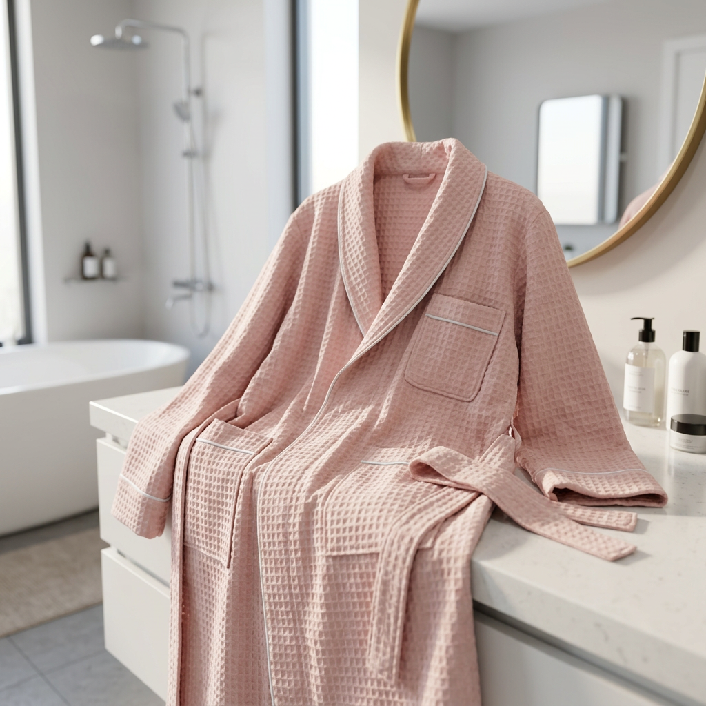 Cap de Bain Nid d’Abeille / somon rose