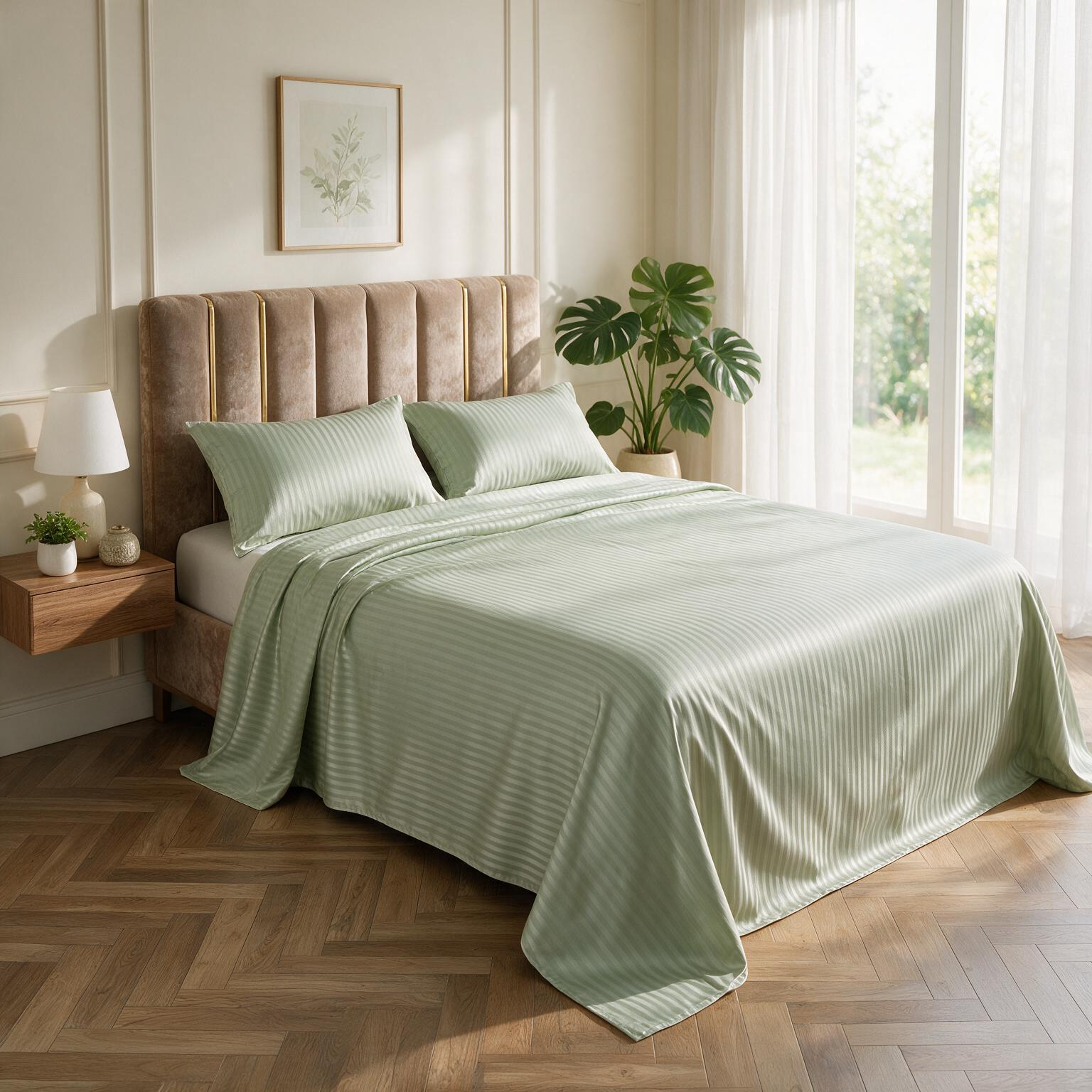 parure 2 place satin seven star /candies / vert clair
